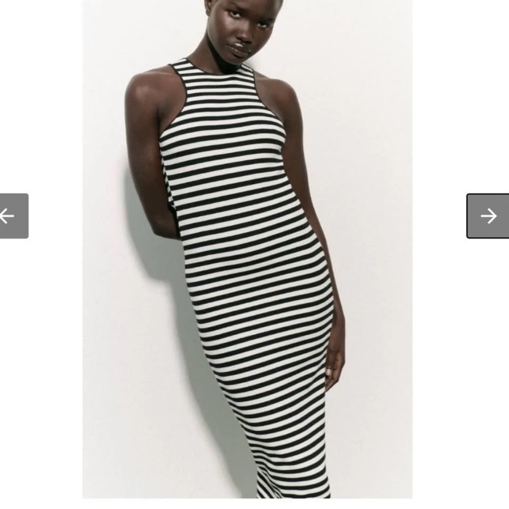 NWT Zara Black and White Striped Dress